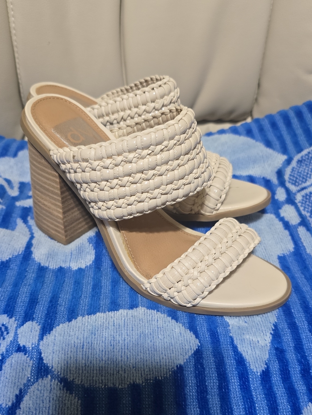 Dolce Vita Cream Braided Block Heel Sandals